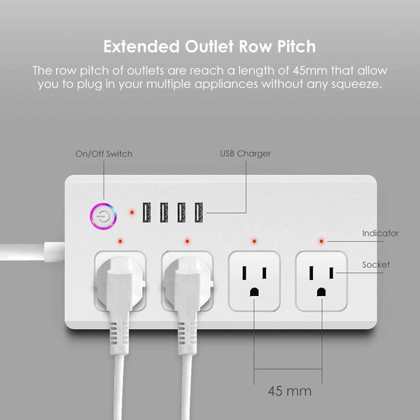 Smart Universal Power Strip (4-port + 4-USB)